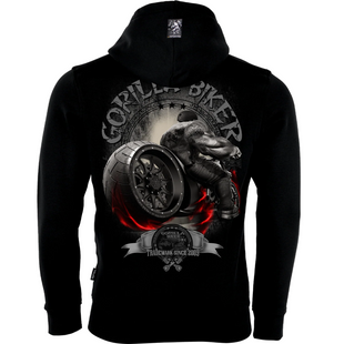 Silberr&uuml;cken Herren Premium Kapuzenjacke "Gorilla Biker" (GB51) &ndash; Black (XL)