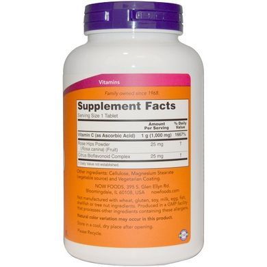 Now Foods Вітамін Vitamin C-500 RH, 100 таблеток, 100 таблеток