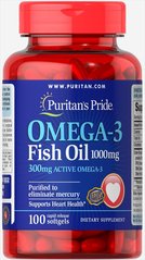 Puritans Pride, Рыбий жир Omega-3 Fish Oil 1000 mg (300 mg), 100 капсул