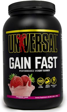Universal Nutrition, Гейнер Gain Fast 3100, 1160 грамм, Клубничный коктейль, 1160 грамм