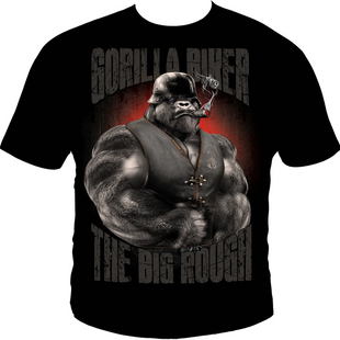 Silberr&uuml;cken Herren T-Shirt &ldquo;Gorilla Biker Frontman&rdquo; (GB71) &ndash; Black (L)