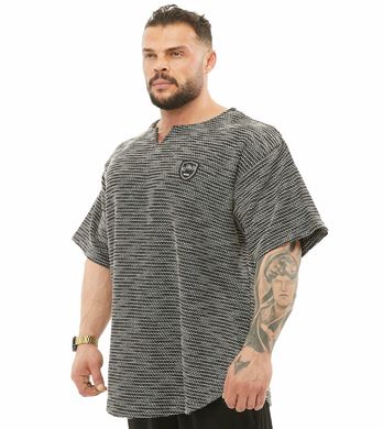 Big Sam, Футболка-Розмахайка(Men's Textured Knitted Oversize Rag Top T-shirt BGSM 3323) Сірий\Чорний ( XL )