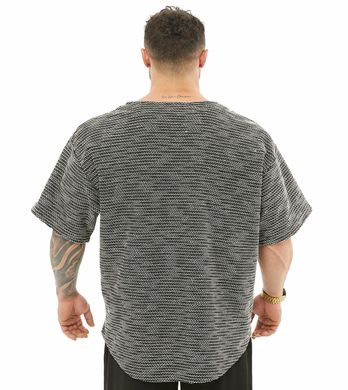 Big Sam, Футболка-Размахайка(Men's Textured Knitted Oversize Rag Top T-shirt BGSM 3323) Серый\Черный ( XXL )