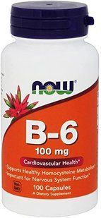 Now Foods Вітамін B-6, 100 mg(Pyridoxine Hydrochloride), 100 капсул