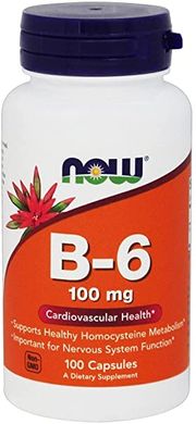 Now Foods Вітамін B-6, 100 mg(Pyridoxine Hydrochloride), 100 капсул