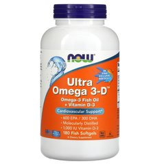 Now Foods, Рыбий жир Ultra Omega 3-D, 180 капсул
