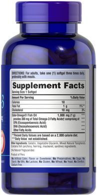 Puritans Pride, Риб'ячий жир Omega-3 Fish Oil 1000 mg (300 mg Active Omega-3), 250 капсул