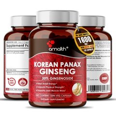 Amalth, Korean Red Panax Ginseng Extract Root 20% Ginsenosides 1600mg, 120 капсул
