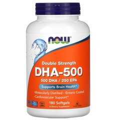 Now Foods, Рыбий жир DHA-500, double strength, 180 капсул, 180 капсул