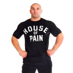 House of Pain, Футболка c білим написом MD6690-1, чорна, Черный, L, Чоловічий