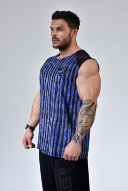 Big Sam, Футболка без рукавов Bodybuilding Mens T-Shirt 2310 Черно\Синяя (XXL)
