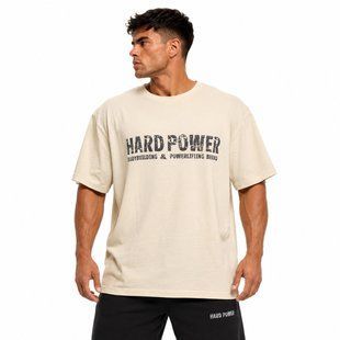 Мужская футболка Hard Power Oversize молочная из хлопка 180 г/м&sup2; L