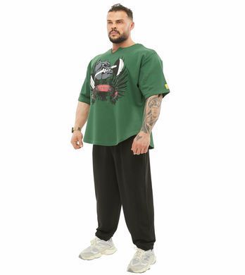 Big Sam, Размахайка Men's Thick Fabric Wide Cut Rag Top T-shirt (3210), Зеленый ( S )