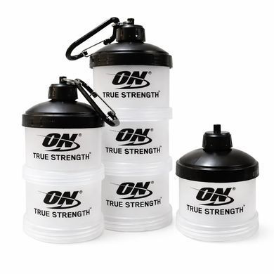 Optimum Nutrition 3-ярусный контейнер для спортивного питания с ручкой, черный