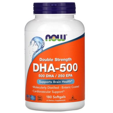 Now Foods, Рыбий жир DHA-500, double strength, 180 капсул, 180 капсул