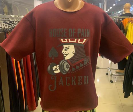 H0P Футболка-размахайка-топ Jacked, бордовая (L)