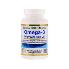 California Gold Nutrition, Риб'ячий жир Omega-3 Premium Fish Oil, 100 капсул, 100 капсул