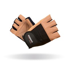 MadMax, Перчатки спортивные Fitness MFG 444. Цвет черный/коричневый, Бежевый, L