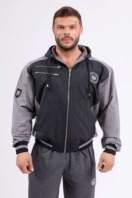 Big Sam, Кофта с капюшоном на замке (BS3581), Черная/Серая ( XL )