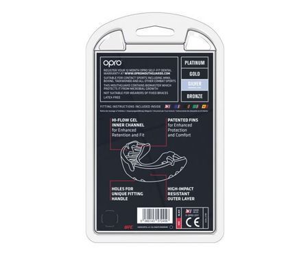 OPRO Капа боксерская UFC Silver Self-Fit Mouthguard Red/Black рівня Silver (Match/Sparring) для дорослих і підлітків 10+
