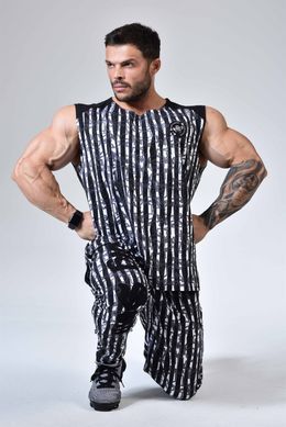 Big Sam, Футболка без рукава Bodybuilding Mens T-Shirt 2312 Чорно\Біла (L)