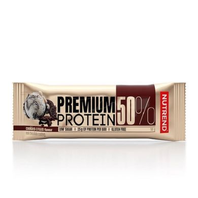 Nutrend, Спортивный батончик Premium Protein Bar Cookies Cream, 50 грамм, Печенье и крем, 50 грамм