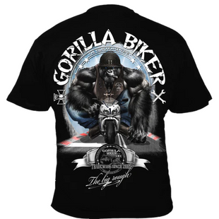 Silberr&uuml;cken T-Shirt Gorilla Biker GB86 Pocket Bike &mdash; Black (L)