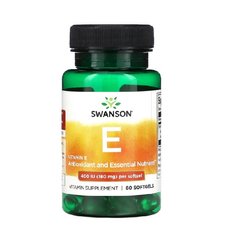 Swanson, Витамины Vitamin E 180 мг (400 МО), ( 60 капсул )