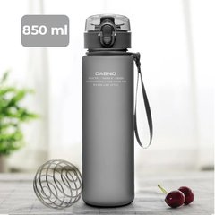 Casno, Пляшка для води KXN-1183 Tritan Gray 850 мл з металевим шариком, Сірий, 850 мл