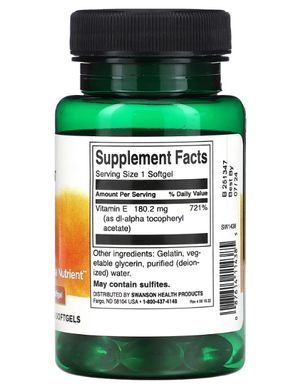 Swanson Vitamin E 180 мг (400 МО) &mdash; 60 капсул