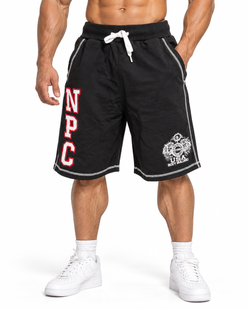 Чоловічі шорти для бодібілдингу NPC Wear Men&rsquo;s Fleece Shorts &mdash; чорні/червоні L