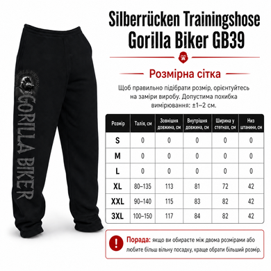 Мужские теплые спортивные штаны Silberr&uuml;cken Gorilla Biker GB39 из футера с начесом &mdash; черные XL
