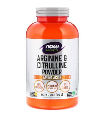 Now Foods, Цитруллин Arginine & Citrulline Powder, 340 грамм, 340 грамм