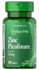 Puritans Pride, Микроэлемент (Zinc Picolinate 25 mg), 100 таблеток
