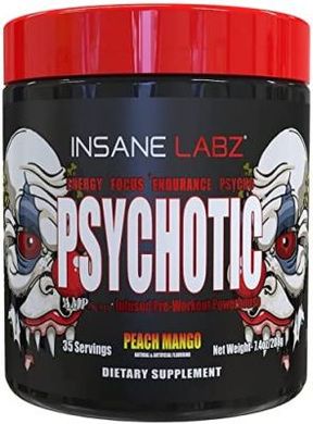 Insane Labz, Предтренік Psychotic with AMPiberry, 210 грам ( Персік-Манго )