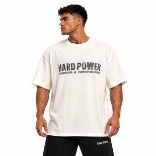 Мужская футболка Hard Power Oversize белая из хлопка 180 г/м&sup2; L