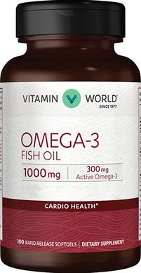 Vitamin World, Риб'ячий жир Omega-3 Fish Oil 1000 мг, 100 капсул, 100 капсул