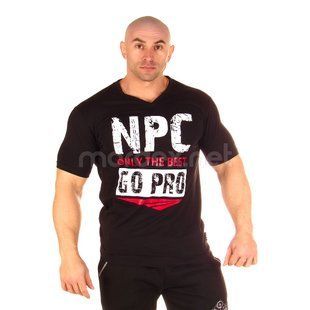 NPC, Футболка для бодибилдинга Men&rsquo;s Combed Cotton V-Neck Top, черная ( XL )