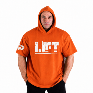Чоловіча футболка oversize з капюшоном Hard Power LIFT помаранчева XL