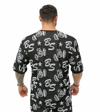 Big Sam, Футболка-Розмахайка (Bodybuilding Mens Towel Gym Rag Top 3316) Сірий\Чорний ( XL )