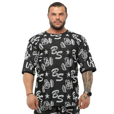 Big Sam, Футболка-Розмахайка (Bodybuilding Mens Towel Gym Rag Top 3316) Сірий\Чорний ( XL )