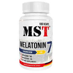 MST Sport Nutrition, Melatonin 7 + Magnesium + B6, 100 капсул