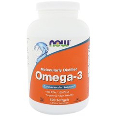 Now Foods, Рыбий жир Omega-3, 500 капсул