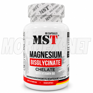 Магний бисглицинат MST Magnesium Bisglycinate Chelate + Vitamin B6, 90 капсул