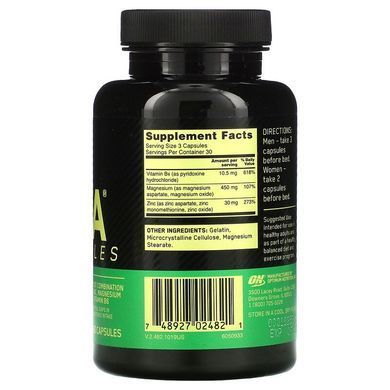 Optimum Nutrition, Микроэлементы ZMA, 90 капсул, 90 капсул