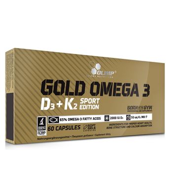 Olimp Labs, Рыбий жир Gold Omega 3 D3+K2 Sport Edition, 60 капсул, 60 капсул