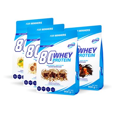 6PAK Nutrition, Протеїн 80 Whey Protein, 908 грам ( strawberry )