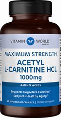 Vitamin World,  Acetyl L-Carnitine 1000 mg, 60 капсул, 60 капсул