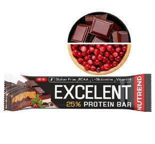 Nutrend, Спортивний батончик Excelent Protein Bar Chocolate Nougat with Cranberries, 85 грам