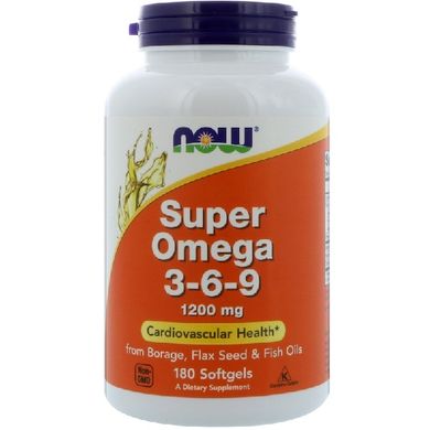 Now Foods, Омега Super Omega 3-6-9, 1200mg, 180 капсул, 180 капсул